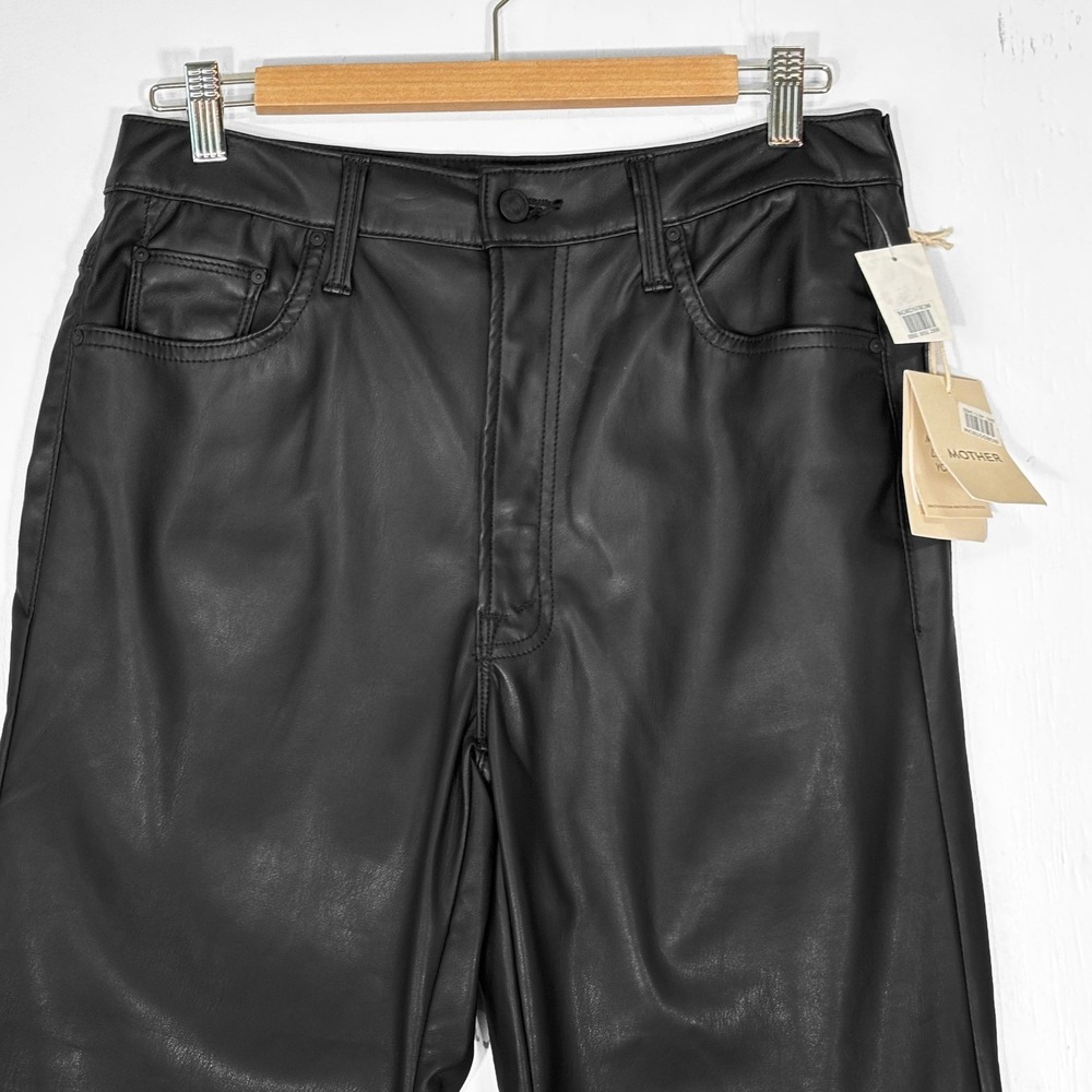 Mother NEW Rambler Zip Ankle Faux Leather Straight Leg Jeans Womens 30 Minimal - Picture 4 of 10
